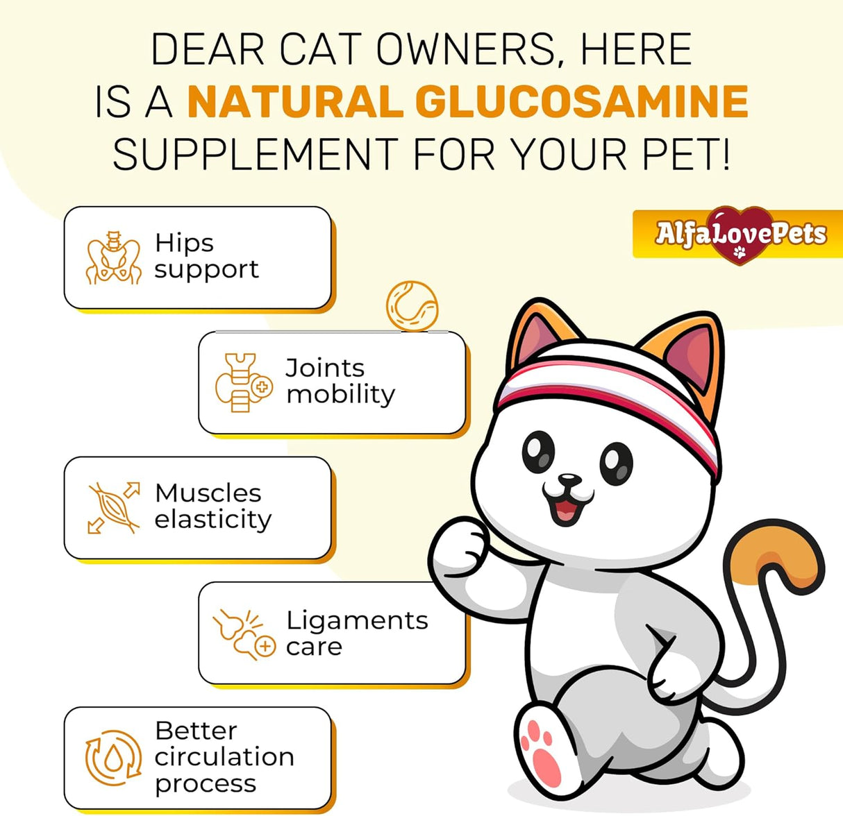 Alfa Love Pets Cat Joint Supplement for All Breeds 2 Fl.Oz.