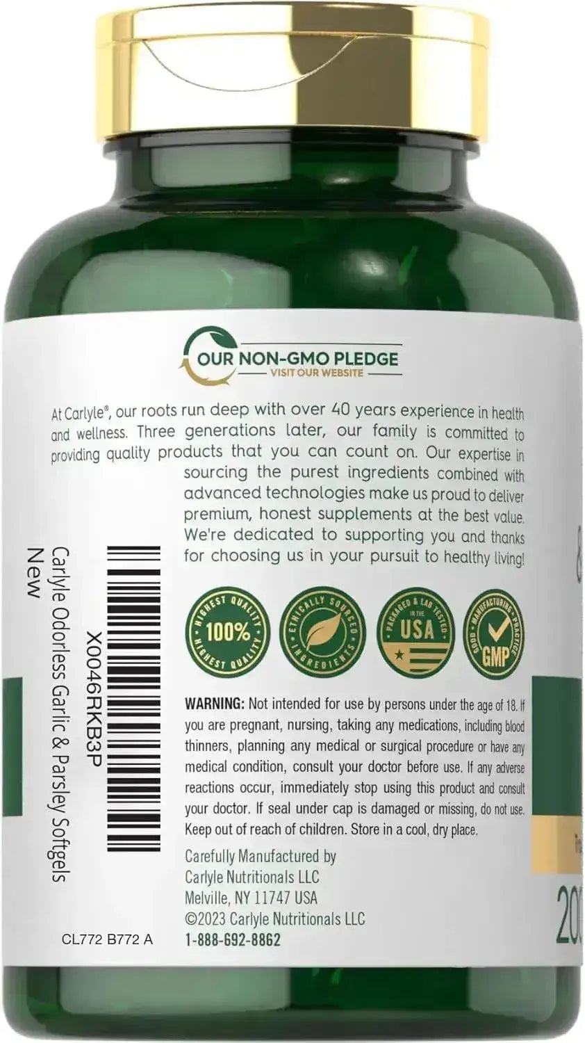 CARLYLE - Carlyle Odorless Garlic & Parsley 1800Mg. 200 Capsulas Blandas - The Red Vitamin MX - Suplementos Alimenticios - {{ shop.shopifyCountryName }}