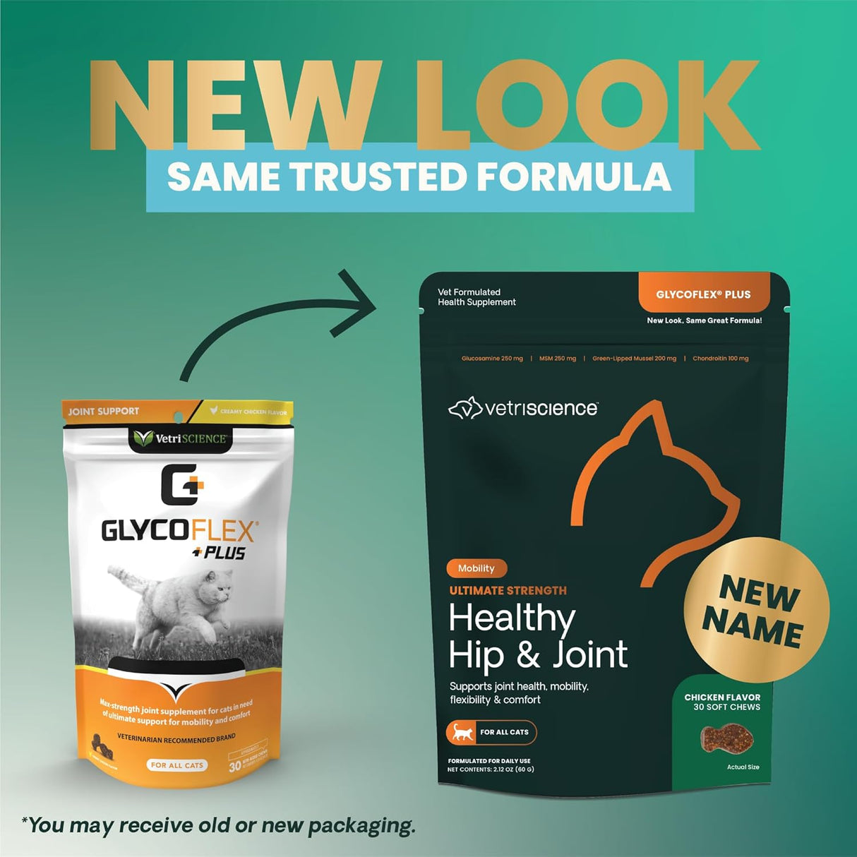 VetriScience Ultimate Strength Healthy Hip & Joint Chews Cats Chicken Flavor 30 Masticables