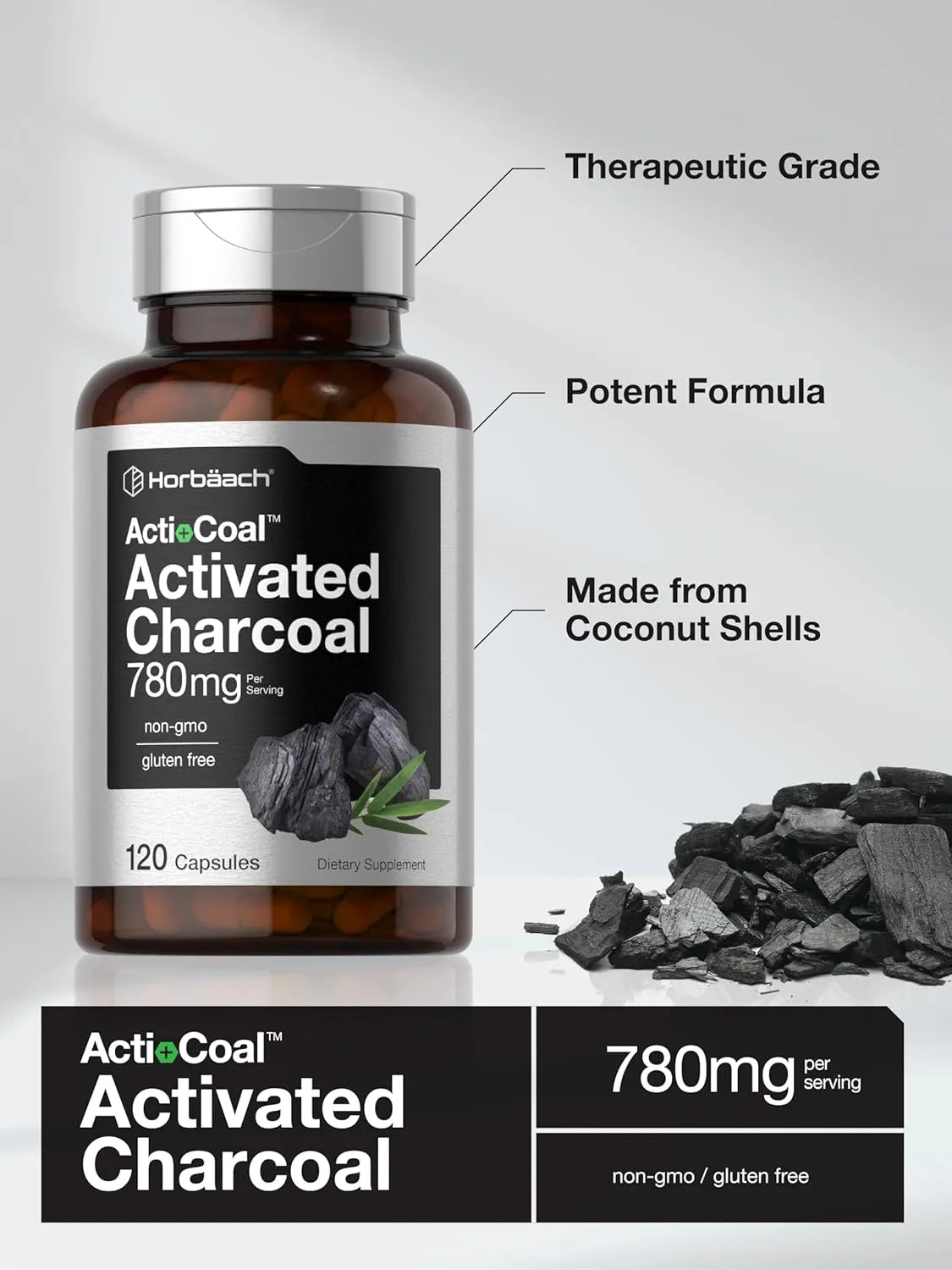 HORBAACH - Horbaach Charcoal 780Mg. 120 Capsulas - The Red Vitamin MX - Suplementos Alimenticios - {{ shop.shopifyCountryName }}