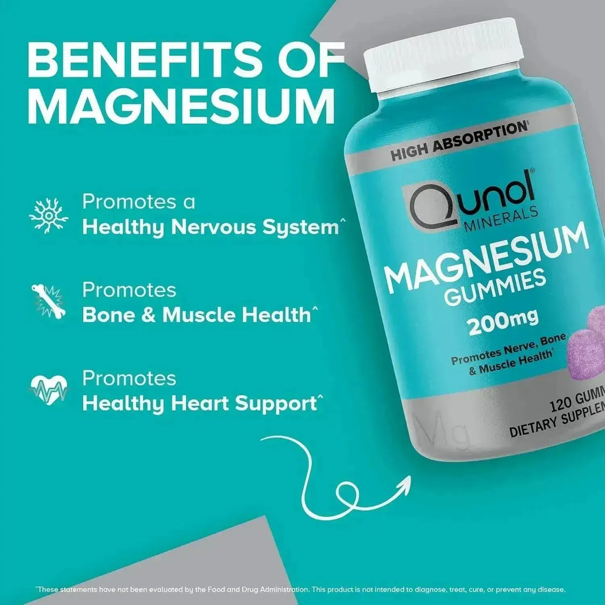 QUNOL - Qunol Magnesium Gummies for Adults 200Mg. 120 Gomitas - The Red Vitamin MX - Suplementos Alimenticios - {{ shop.shopifyCountryName }}