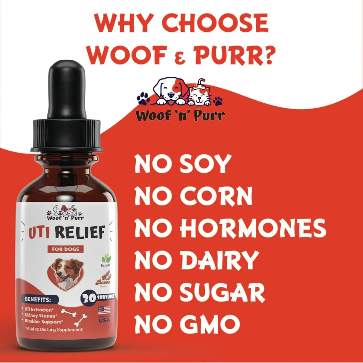 WOOF N PURR - Woof 'n' Purr Natural Dog UTI Treatment Bacon 1 Fl.Oz. - The Red Vitamin MX - Salud De Tracto Urinario Para Perros - {{ shop.shopifyCountryName }}