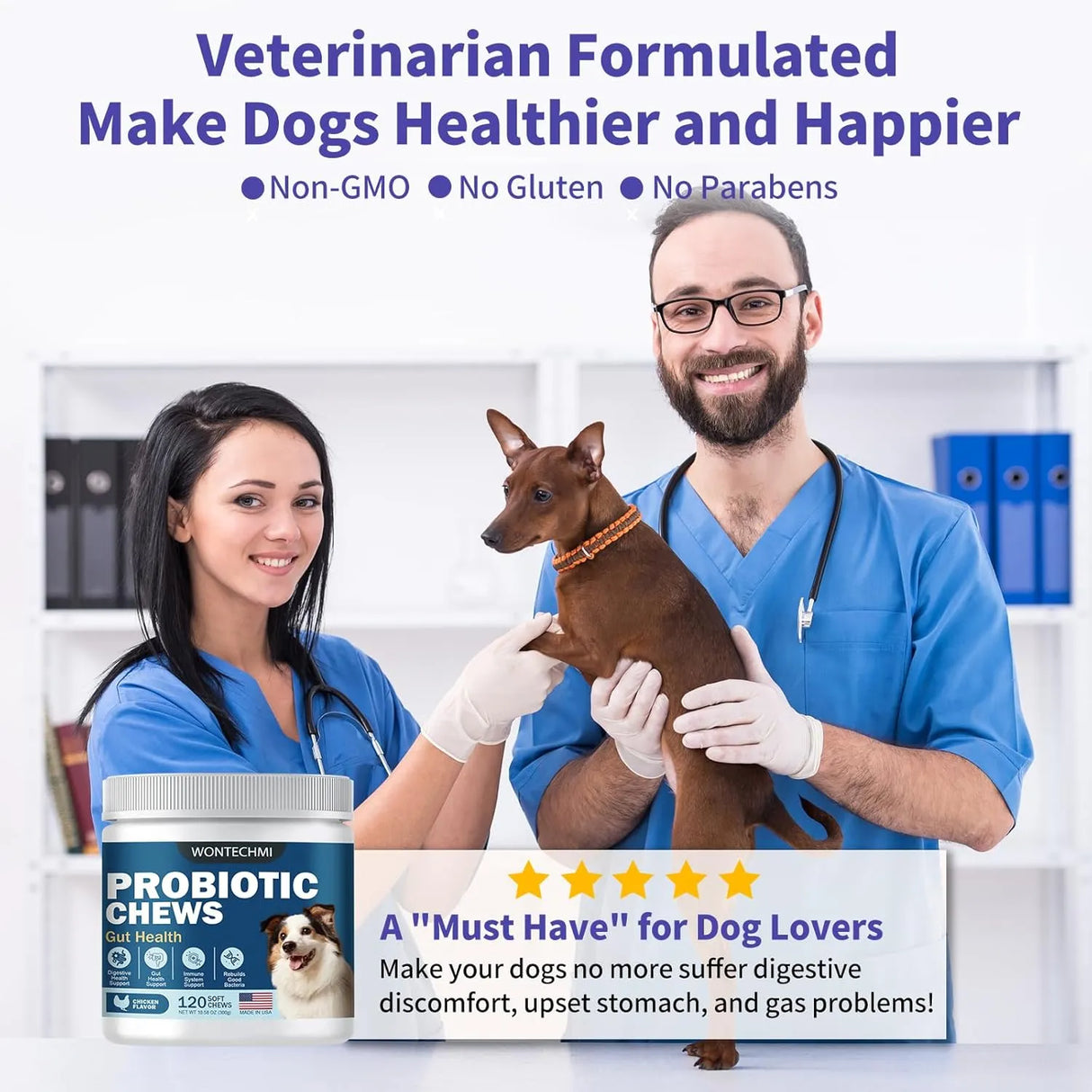 WONTECHMI - WONTECHMI Probiotics for Dogs Chicken 120 Masticables - The Red Vitamin MX - Probióticos Para Perros - {{ shop.shopifyCountryName }}