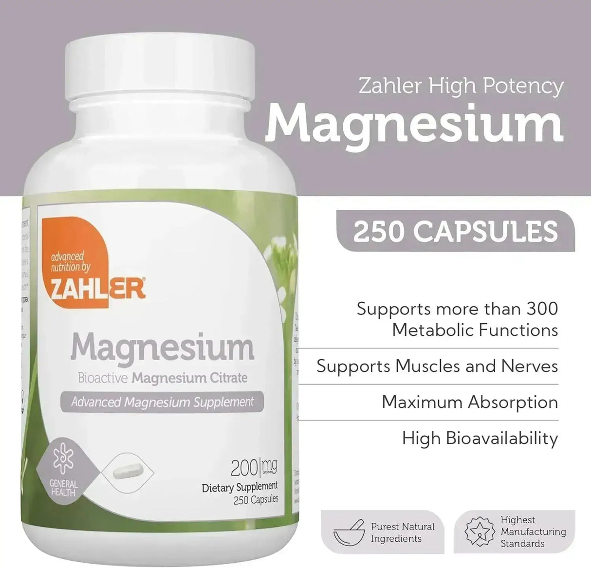 ZAHLER - Zahler Magnesium 200Mg. 250 Capsulas - The Red Vitamin MX - Suplementos Alimenticios - {{ shop.shopifyCountryName }}