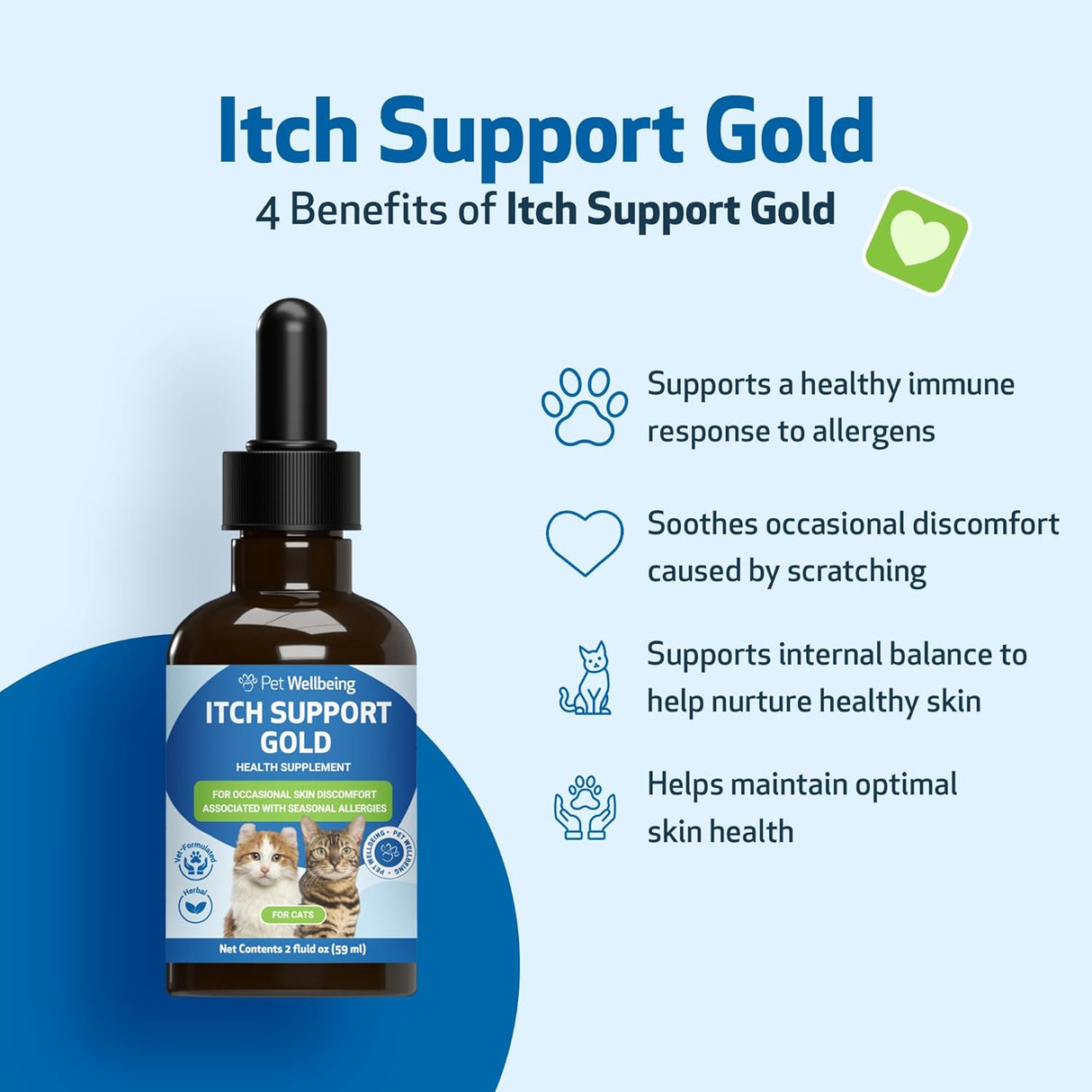 Pet Wellbeing Itch Support Gold for Cats 2 Fl.Oz.