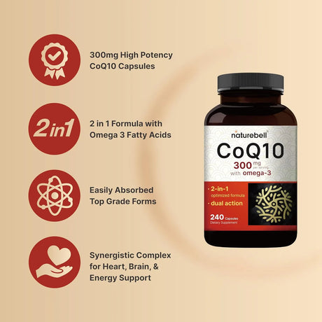 NATUREBELL - NatureBell CoQ10 300Mg. with Omega 3 240 Capsulas - The Red Vitamin MX - Suplementos Alimenticios - {{ shop.shopifyCountryName }}