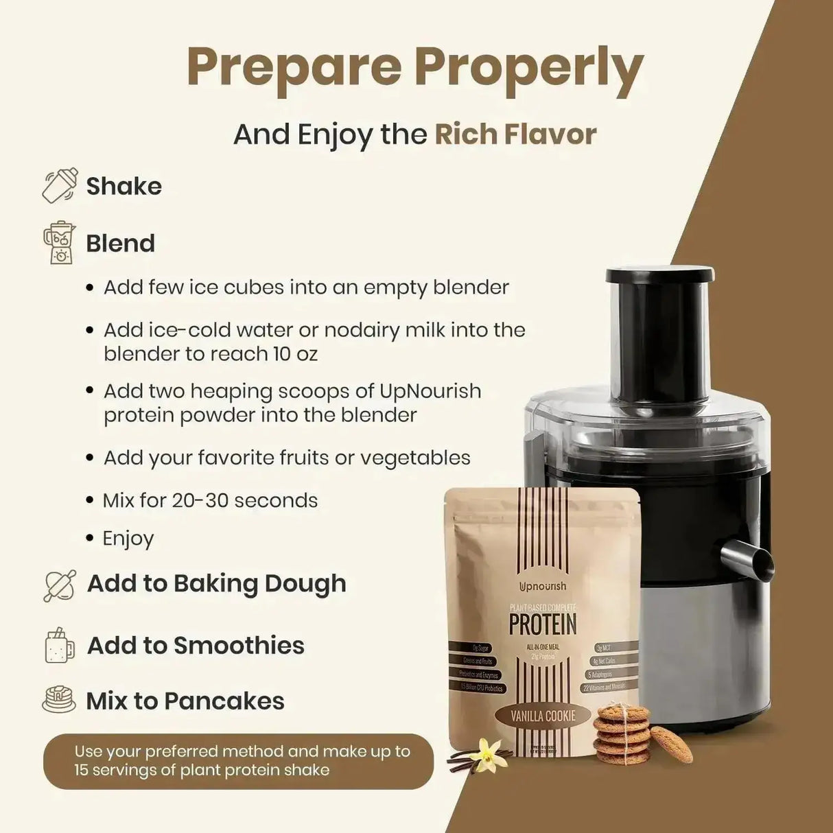 UPNOURISH - UpNourish Vegan Protein Powder Vanilla Cookie 15 Servicios 600Gr. - The Red Vitamin MX - Suplementos Alimenticios - {{ shop.shopifyCountryName }}