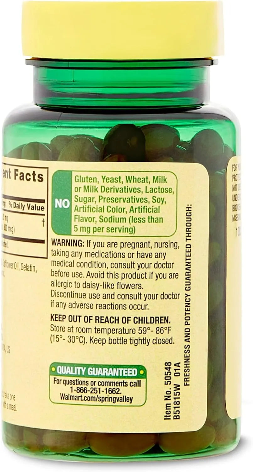 SPRING VALLEY - Spring Valley Lutein 20Mg. with Zeaxanthin 30 Capsulas Blandas - The Red Vitamin MX - Suplementos Alimenticios - {{ shop.shopifyCountryName }}