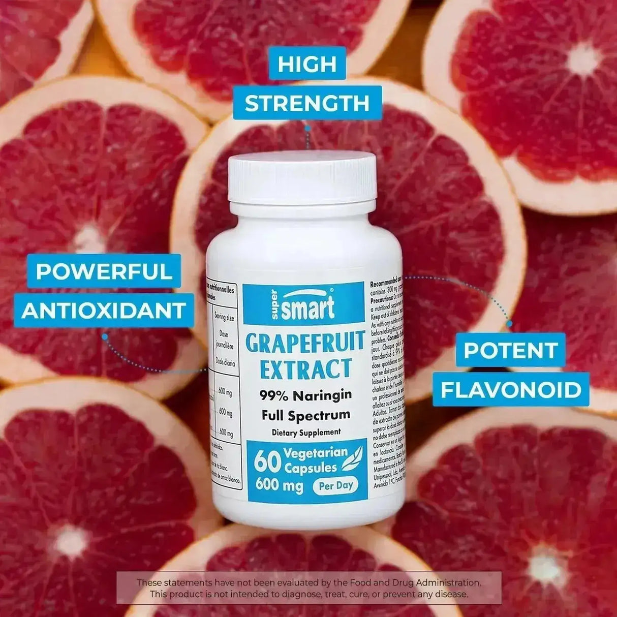 SUPER SMART - Supersmart Grapefruit Extract 600Mg. 60 Capsulas - The Red Vitamin MX - Suplementos Alimenticios - {{ shop.shopifyCountryName }}