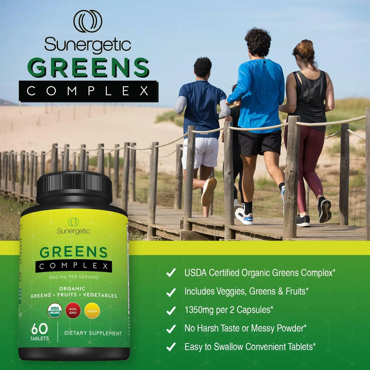 SUNERGETIC - Sunergetic Premium USDA Organic Greens Superfood 60 Tabletas - The Red Vitamin MX - Suplementos Alimenticios - {{ shop.shopifyCountryName }}