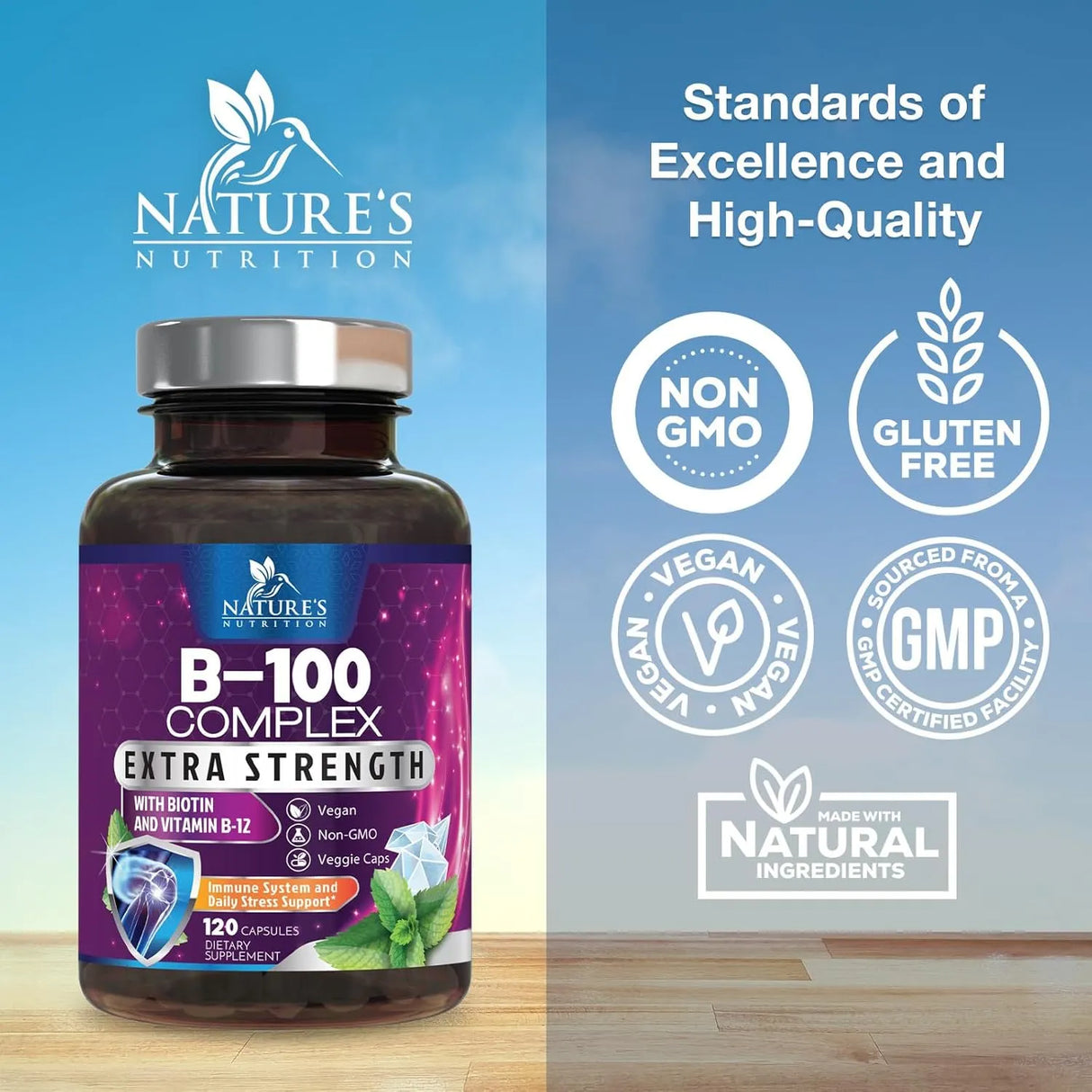 NATURE'S NUTRITION - Nature's Nutrition B-100 Complex 120 Capsulas - The Red Vitamin MX - Suplementos Alimenticios - {{ shop.shopifyCountryName }}