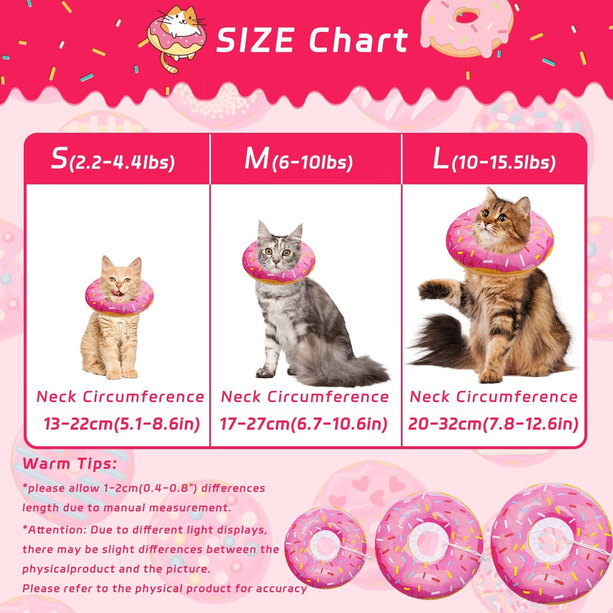 Seyezo Cat Cone Collar Soft Donut Pink Small