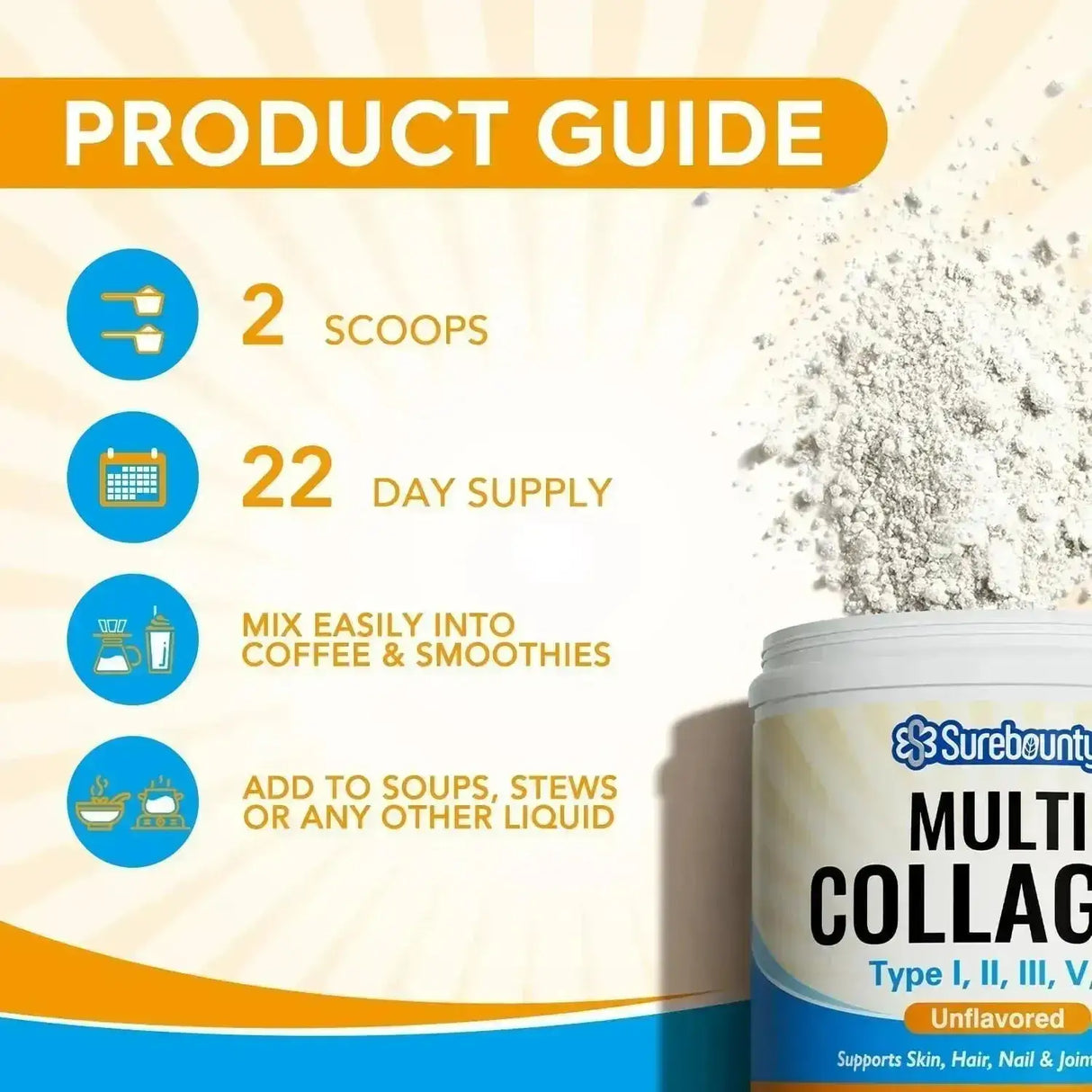 SUREBOUNTY - Surebounty Multi Collagen Powder 454Gr. - The Red Vitamin MX - Suplementos Alimenticios - {{ shop.shopifyCountryName }}