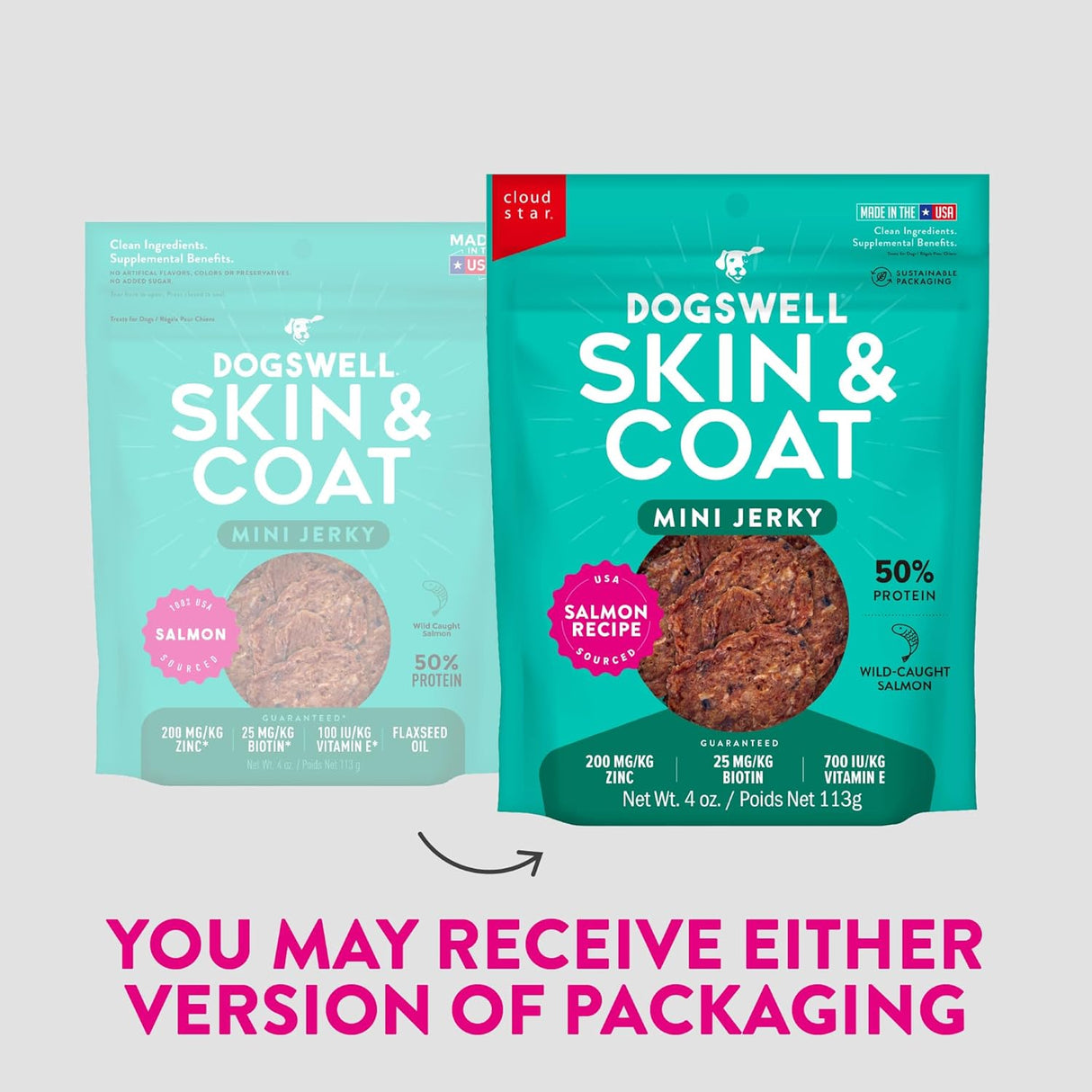 Dogswell Skin & Coat Mini Jerky Dog Treats Salmon 113Gr.