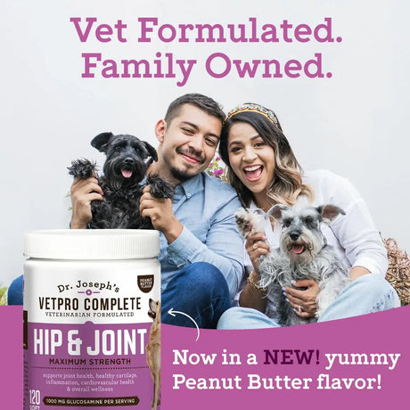 DR. JOSEPH'S - Dr. Joseph's VetPro Complete Dog Hip and Joint Peanut Butter Flavored 120 Masticables - The Red Vitamin MX - Cuidado De Cadera Y Articulaciones Para Perros - {{ shop.shopifyCountryName }}