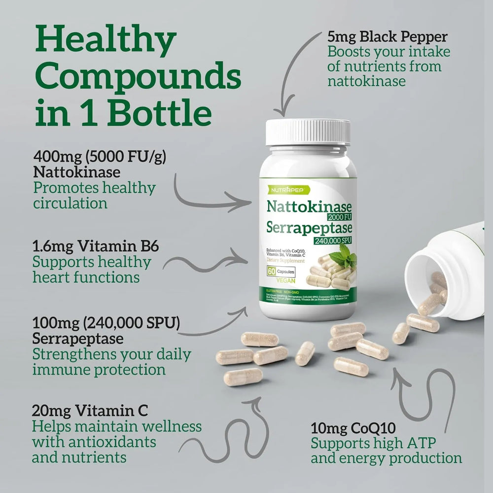 NUTRAPEP - NutraPep Nattokinase 2000 FU 60 Capsulas - The Red Vitamin MX - Suplementos Alimenticios - {{ shop.shopifyCountryName }}