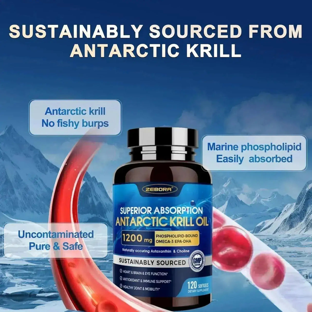 ZEBORA - ZEBORA Krill Oil 1200Mg. 120 Capsulas Blandas - The Red Vitamin MX - Suplementos Alimenticios - {{ shop.shopifyCountryName }}