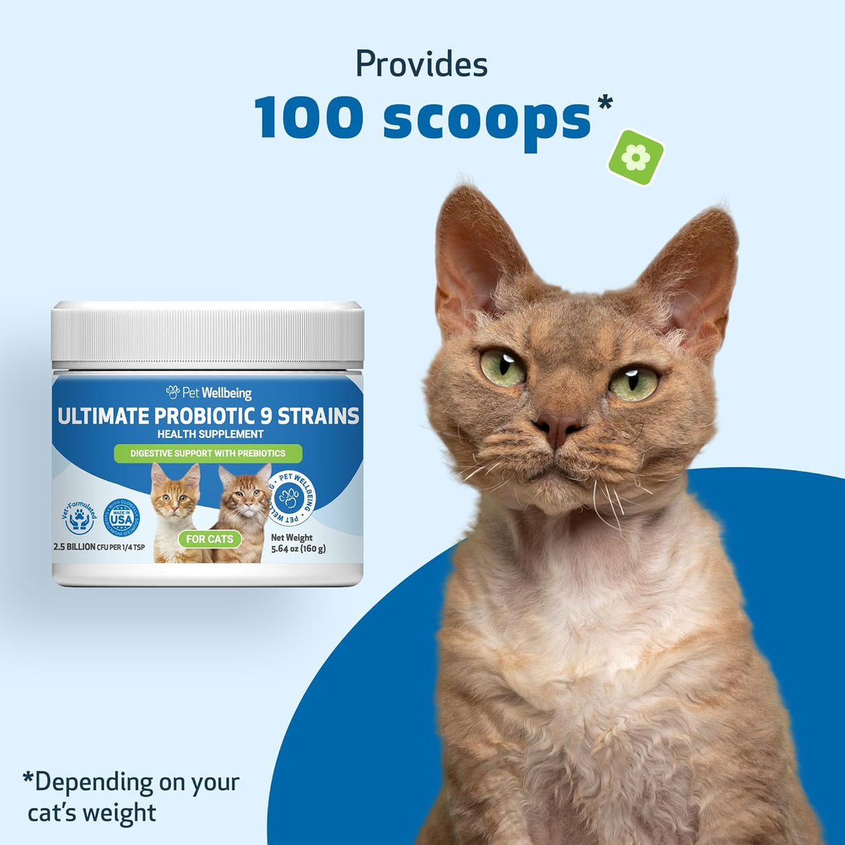 Pet Wellbeing Ultimate Probiotic 9 Strains with Prebiotics for Cats Powder 160Gr.