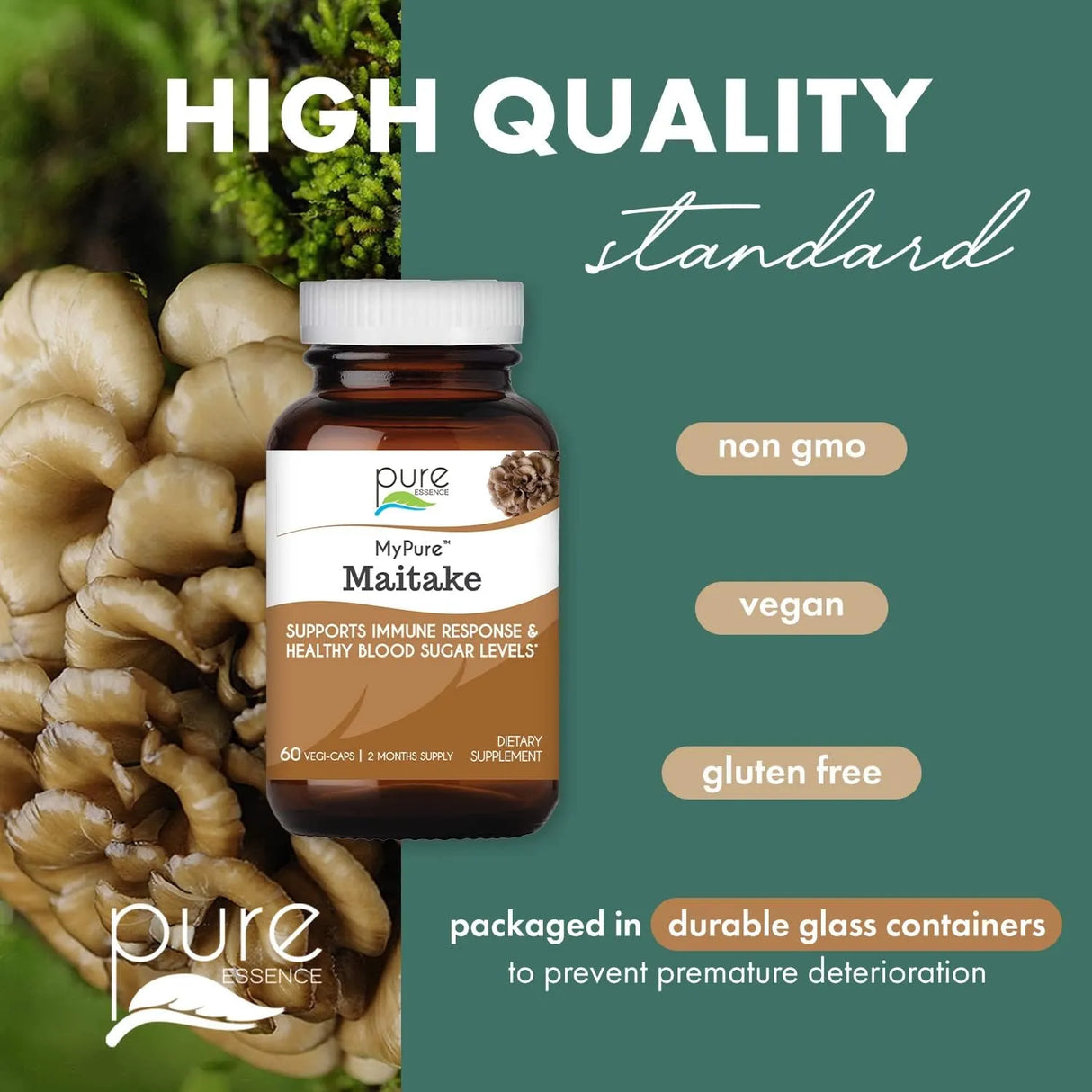 PURE ESSENCE LABS - PURE ESSENCE LABS MyPure Maitake Mushrooms 60 Capsulas - The Red Vitamin MX - Suplementos Alimenticios - {{ shop.shopifyCountryName }}