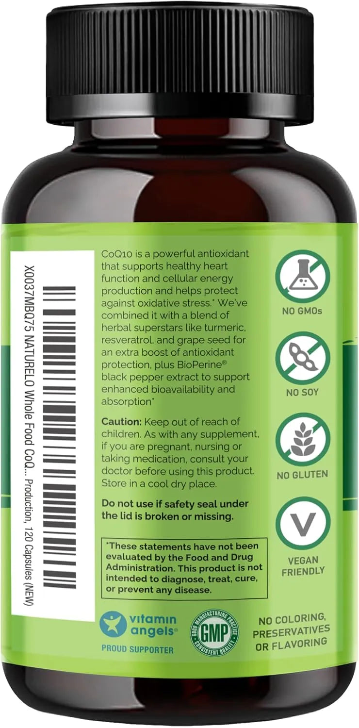 NATURELO - NATURELO Whole Food CoQ10 with Heart Health Blend 120 Capsulas - The Red Vitamin MX - Suplementos Alimenticios - {{ shop.shopifyCountryName }}
