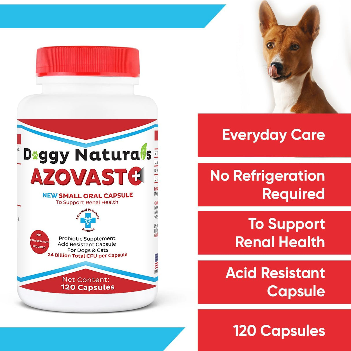 Doggy Naturals Azovast Plus Kidney Health Supplement for Dogs & Cats 120 Capsulas 2 Pack