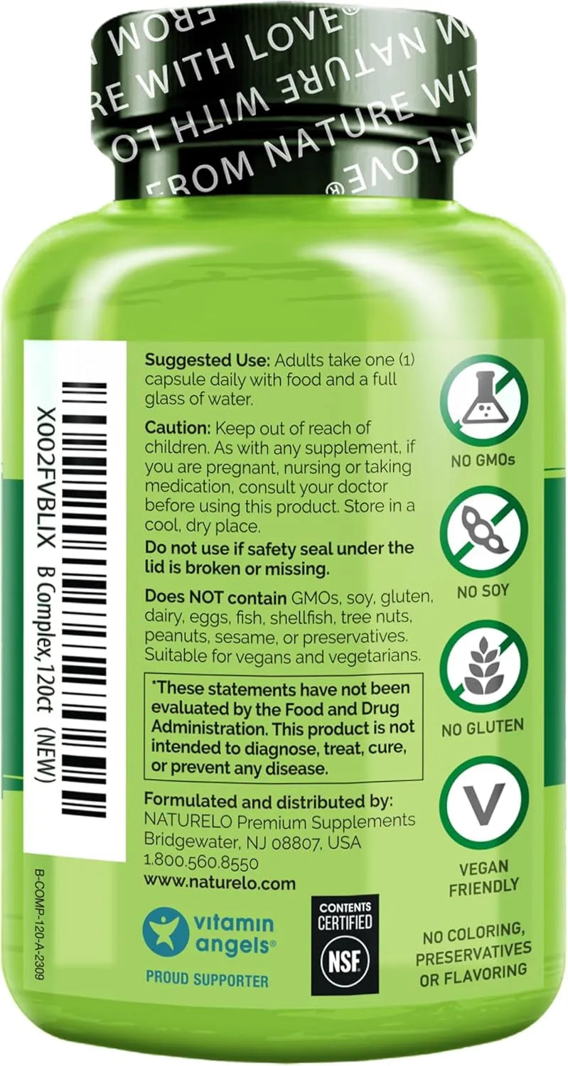 NATURELO - NATURELO Vitamin B Complex 120 Capsulas - The Red Vitamin MX - Suplementos Alimenticios - {{ shop.shopifyCountryName }}