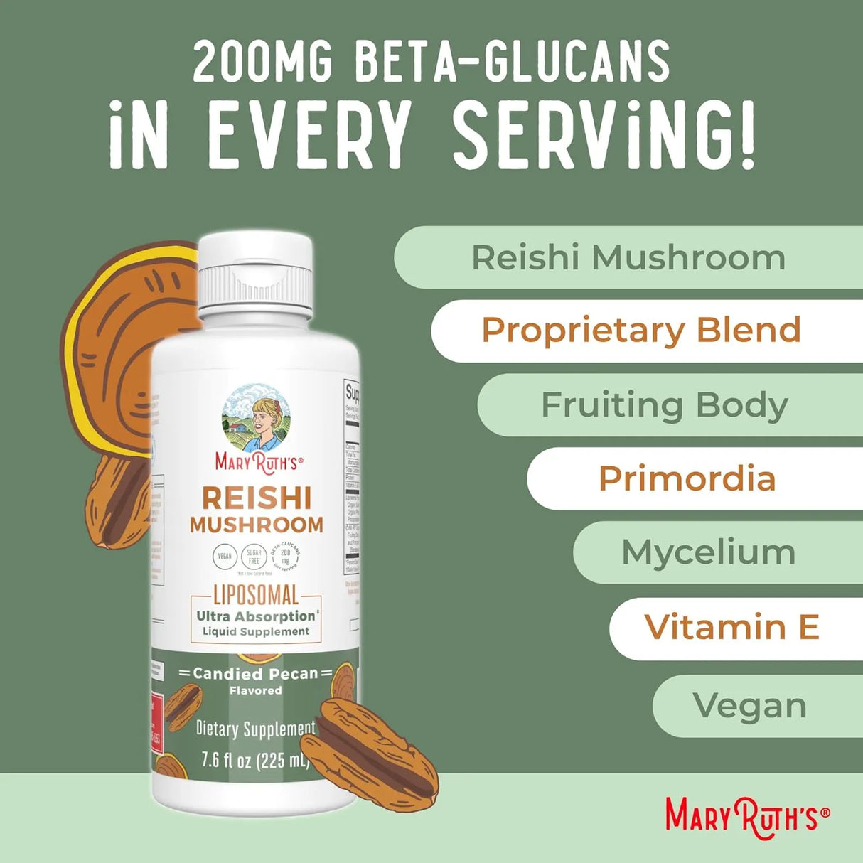 MARY RUTH ORGANICS - MaryRuth Organics Reishi Vegan Mushroom 225Ml. - The Red Vitamin MX - Suplementos Alimenticios - {{ shop.shopifyCountryName }}