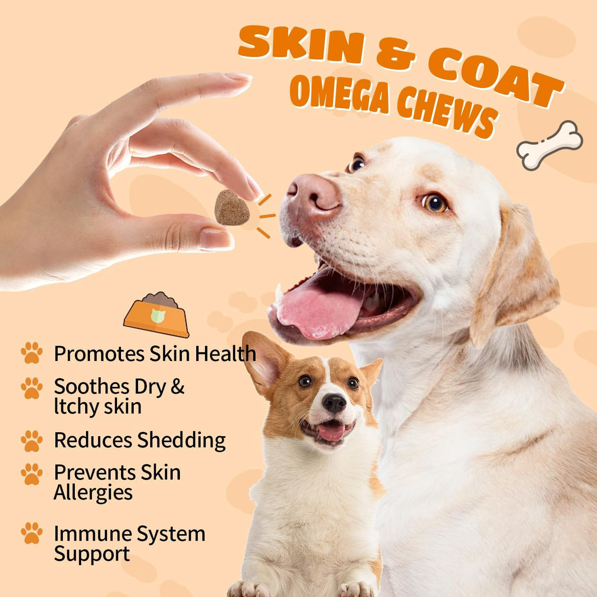 NEWXILAI Skin and Coat Chews for Dogs 100 Masticables