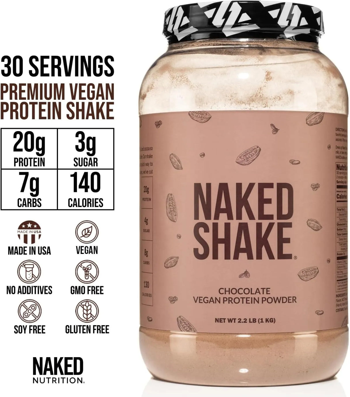 NAKED NUTRITION - Naked Shake Chocolate Protein Powder 30 Servicios 1 Kg. - The Red Vitamin MX - Suplementos Alimenticios - {{ shop.shopifyCountryName }}