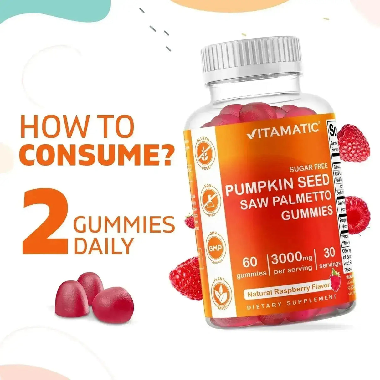 VITAMATIC - Vitamatic Sugar Free Pumpkin Seed Gummies 3000Mg. 60 Gomitas 2 Pack - The Red Vitamin MX - Suplementos Alimenticios - {{ shop.shopifyCountryName }}