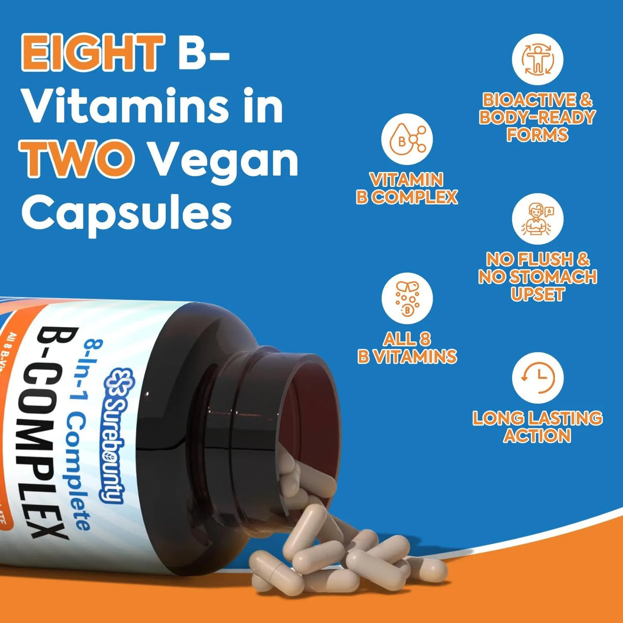SUREBOUNTY - Surebounty 8-in-1 Vitamin B Complex 60 Capsulas - The Red Vitamin MX - Suplementos Alimenticios - {{ shop.shopifyCountryName }}