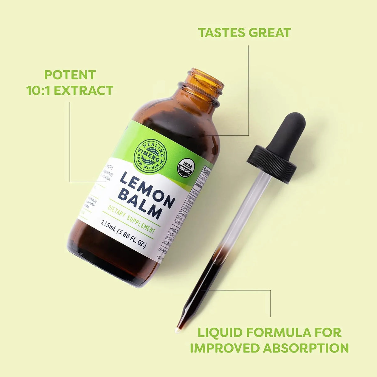 VIMERGY - Vimergy Organic Lemon Balm Extract 115Ml. - The Red Vitamin MX - Suplementos Alimenticios - {{ shop.shopifyCountryName }}