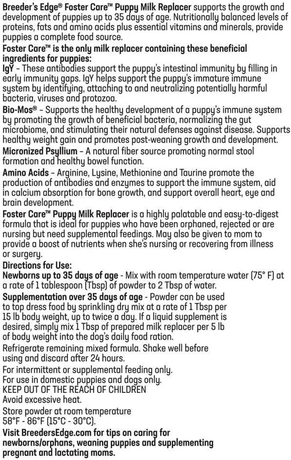 REVIVAL ANIMAL HEALTH - Revival Animal Health Breeder's Edge Foster Care Canine Powdered Milk Replacer 340Gr. - The Red Vitamin MX - Sustitutos De Leche Para Perros - {{ shop.shopifyCountryName }}