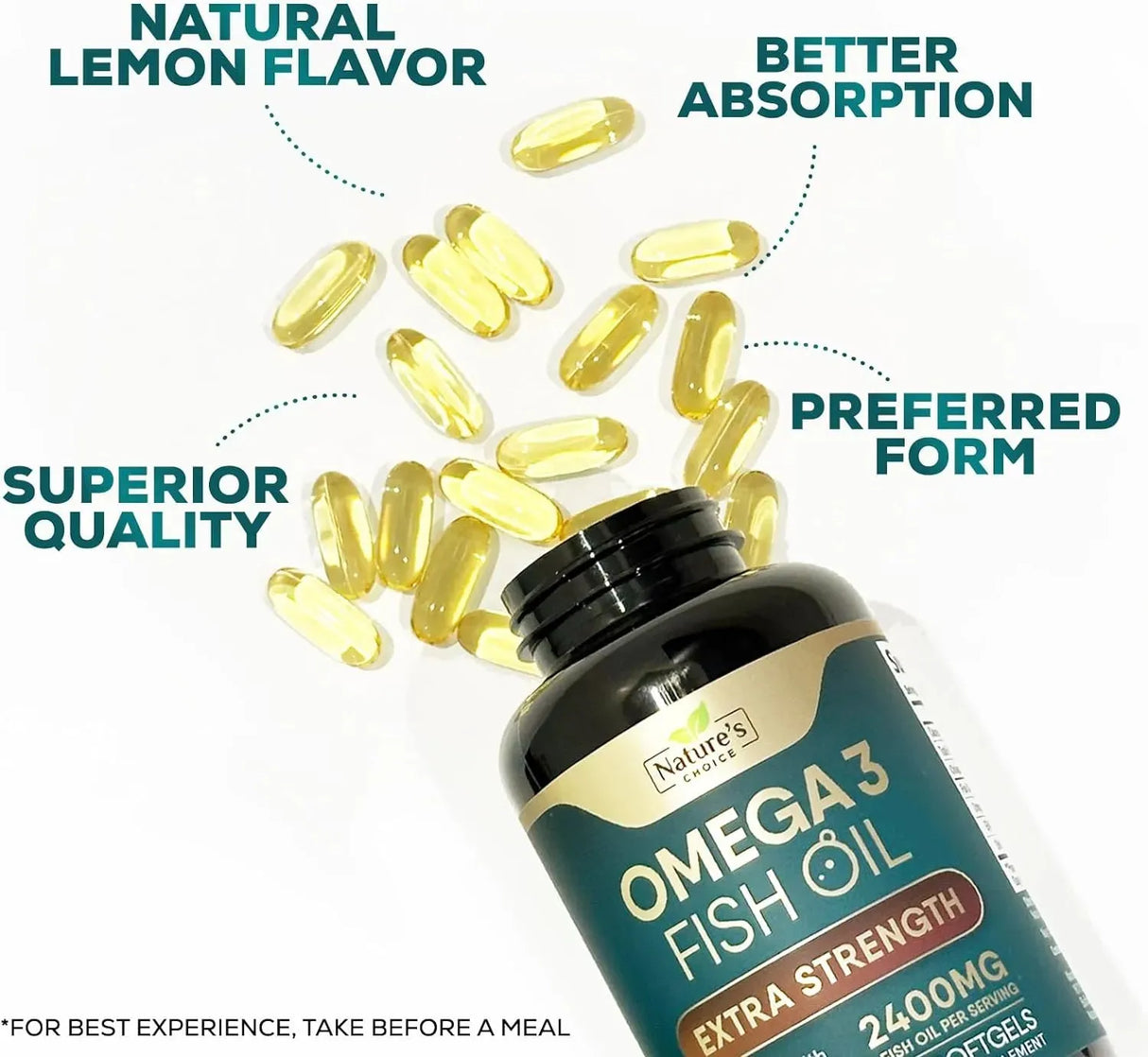 NATURES CHOICE - Nature's Choice Triple Strength Omega 3 Fish Oil 2400Mg. 120 Capsulas Blandas - The Red Vitamin MX - Suplementos Alimenticios - {{ shop.shopifyCountryName }}