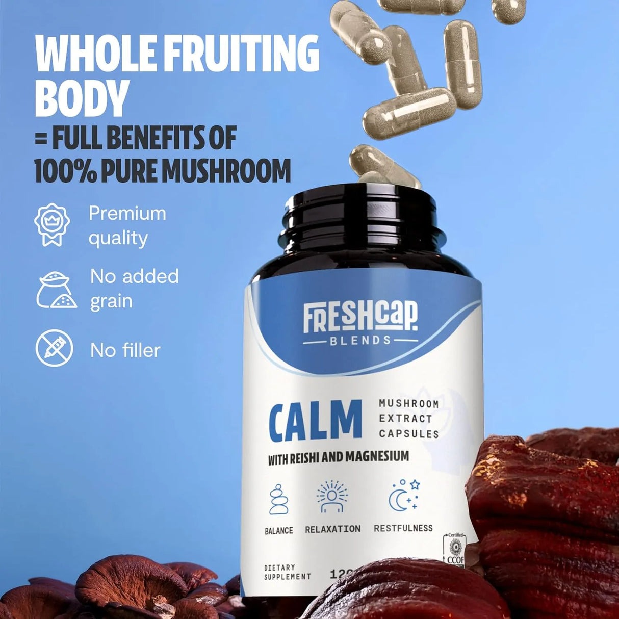FRESHCAP - FreshCap 5-in-1 Calm with Reishi and Magnesium 120 Capsulas - The Red Vitamin MX - Suplementos Alimenticios - {{ shop.shopifyCountryName }}