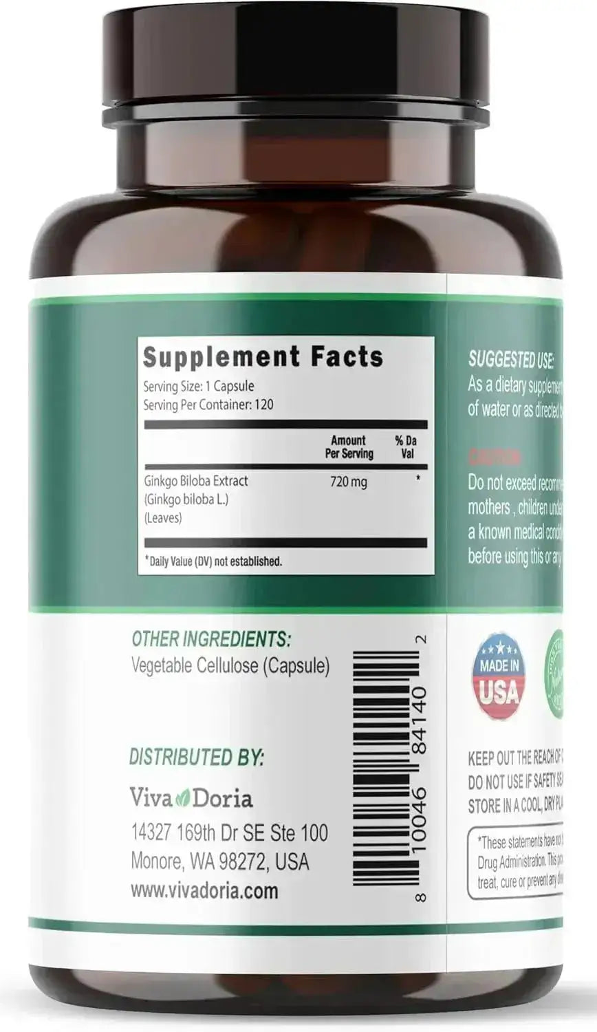 VIVA DORIA - Viva Doria Ginkgo Biloba 720Mg. 120 Capsulas - The Red Vitamin MX - Suplementos Alimenticios - {{ shop.shopifyCountryName }}