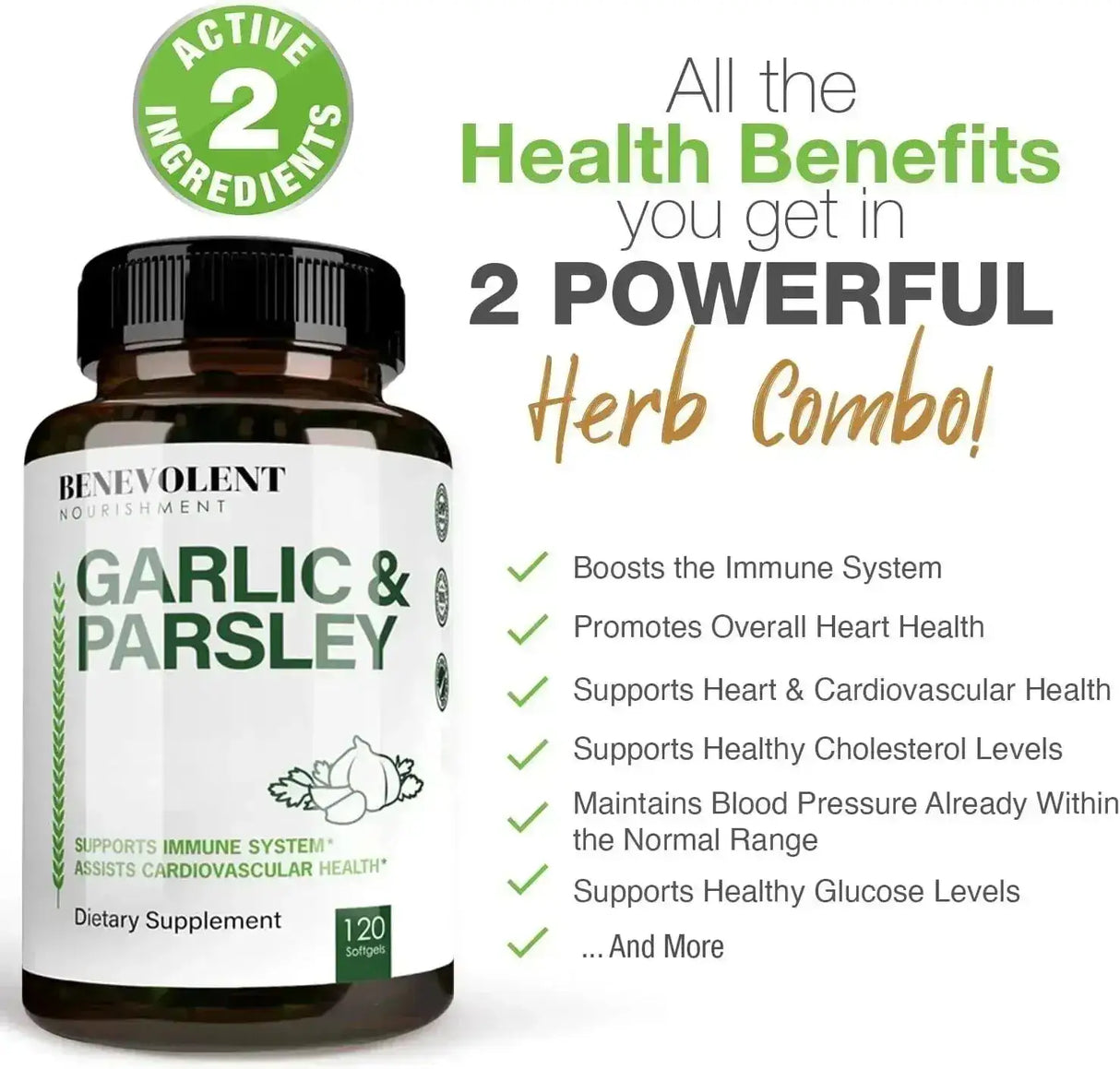 BENEVOLENT NOURISHMENT - Benevolent Nourishment Garlic & Parsley 120 Capsulas Blandas - The Red Vitamin MX - Suplementos Alimenticios - {{ shop.shopifyCountryName }}