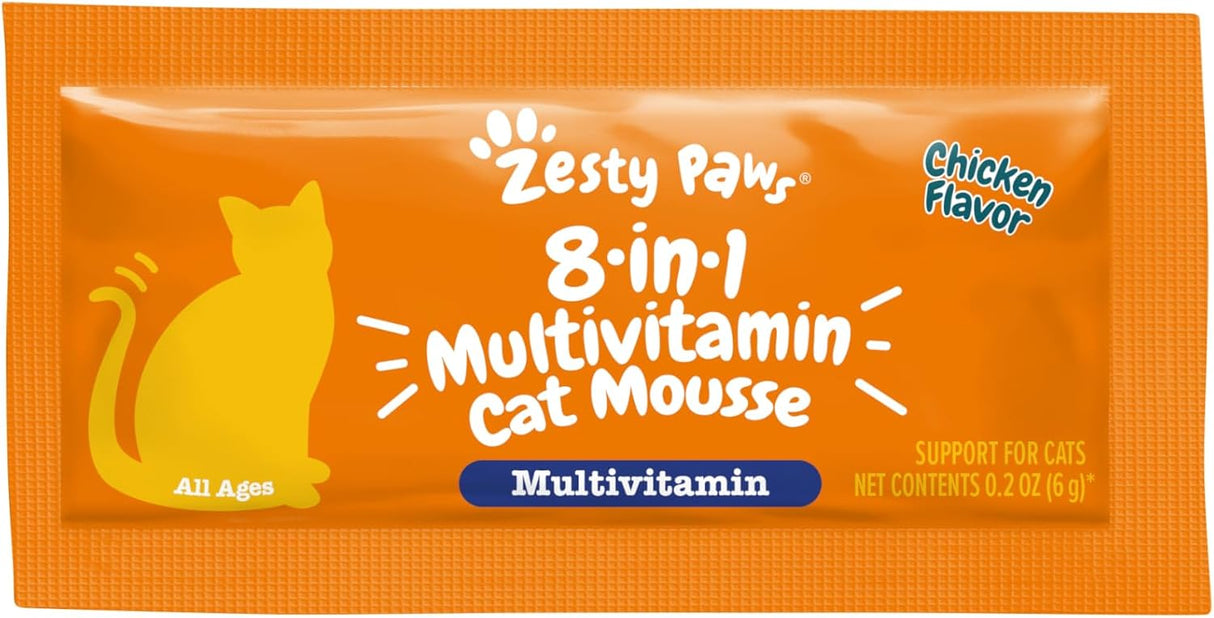 Zesty Paws 8-in-1 Multivitamin Cat Vitamins & Supplements Mousse 14 Paquetes