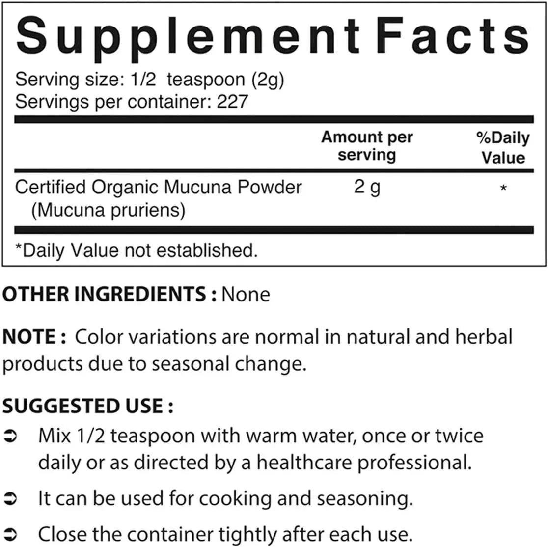 NOVA NUTRITIONS - Nova Nutritions Certified Organic Mucuna Pruriens Powder 454Gr. - The Red Vitamin MX - Suplementos Alimenticios - {{ shop.shopifyCountryName }}