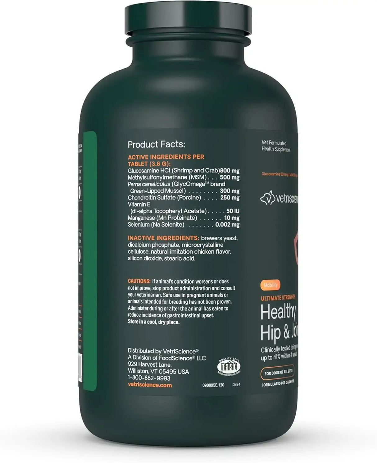 VETRISCIENCE - VetriScience Ultimate Strength Healthy Hip & Joint Tablets 120 Tabletas Masticables - The Red Vitamin MX - Cuidado De Cadera Y Articulaciones Para Perros - {{ shop.shopifyCountryName }}