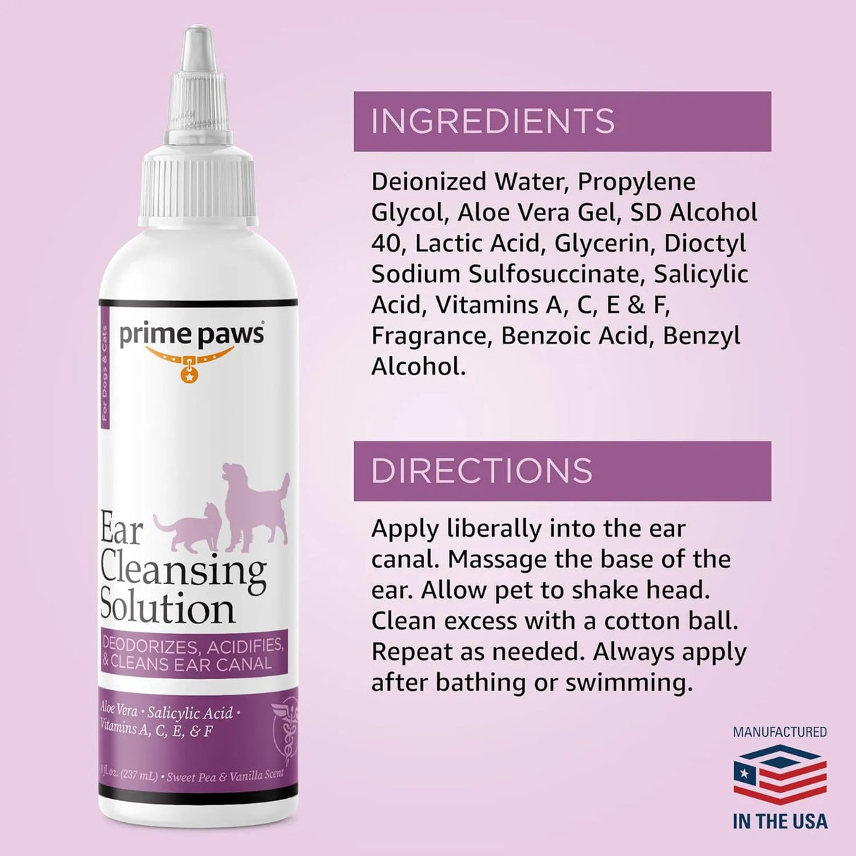 PRIME PAWS - Prime Paws Ear Cleansing Solution for Dogs and Cats 8 Fl.Oz. - The Red Vitamin MX - Cuidado Del Oído De Perros - {{ shop.shopifyCountryName }}