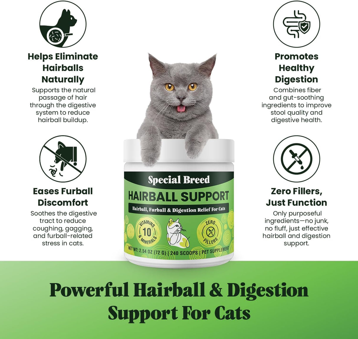 Special Breed Hairball Support for Cats 240 Servicios 72Gr.