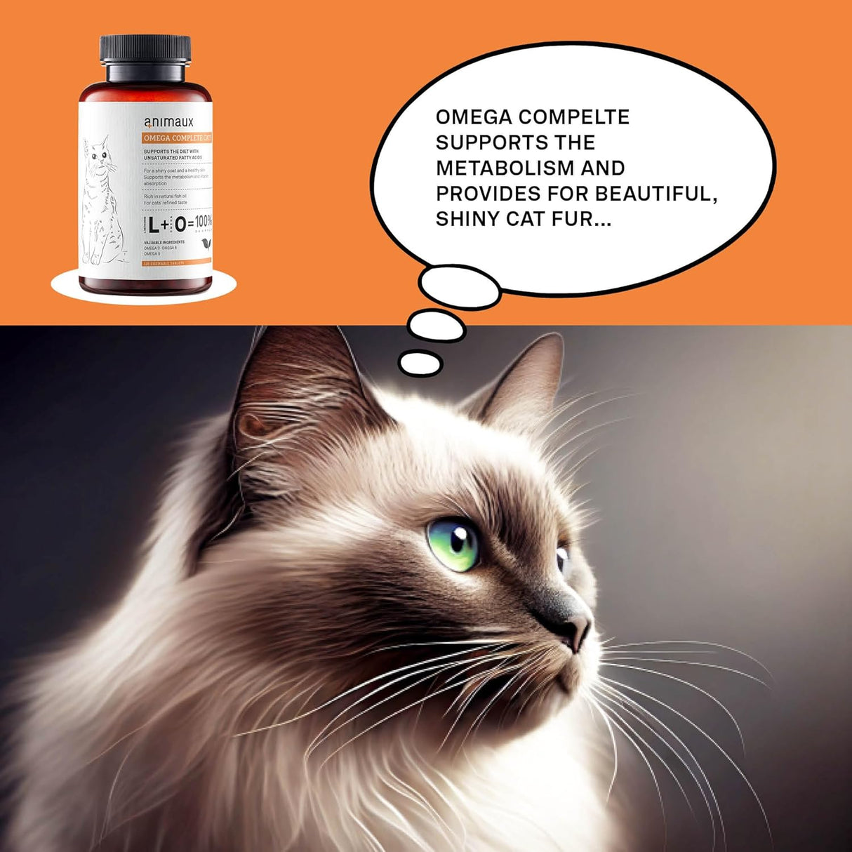 animaux Omega Complete for Cats Fish Oil Tablets 120 Tabletas Masticables