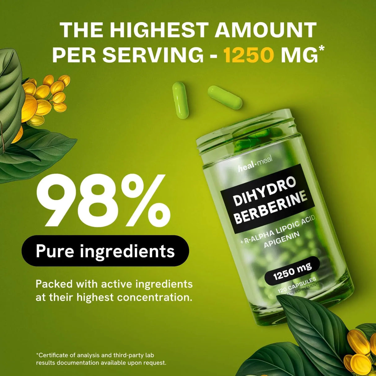 HEALMEAL - HealMeal Dihydroberberine 1,250Mg. 120 Capsulas 2 Pack - The Red Vitamin MX - Suplementos Alimenticios - {{ shop.shopifyCountryName }}