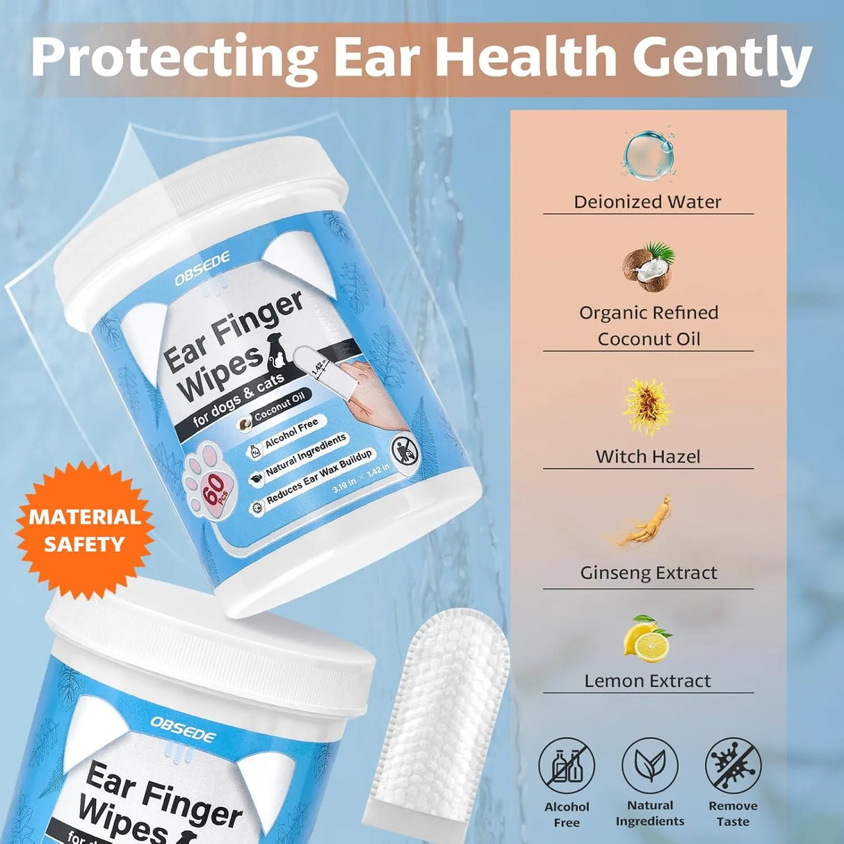 OBSEDE - OBSEDE Ear Cleaner Finger Wipes 60 Toallitas 2 Pack - The Red Vitamin MX - Cuidado Del Oído De Perros - {{ shop.shopifyCountryName }}