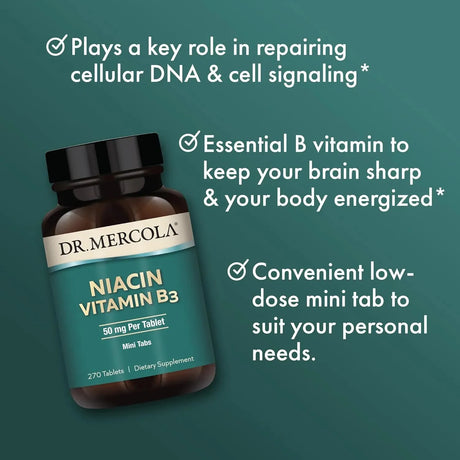 DR MERCOLA - Dr. Mercola Niacin Vitamin B3 50Mg. 270 Tabletas - The Red Vitamin MX - Suplementos Alimenticios - {{ shop.shopifyCountryName }}