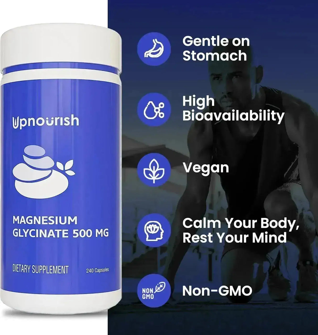 UPNOURISH - UpNourish Magnesium Glycinate Chelate 500Mg. 240 Capsulas - The Red Vitamin MX - Suplementos Alimenticios - {{ shop.shopifyCountryName }}