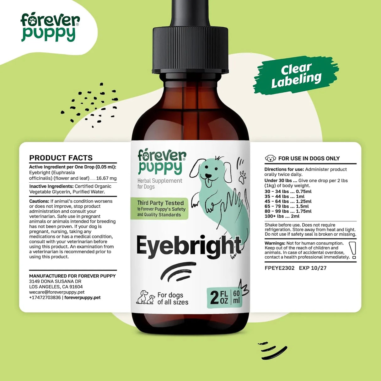 FOREVER PUPPY - Forever Puppy Eyebright Drops for Dogs 2 Fl.Oz. - The Red Vitamin MX - Cuidado De Los Ojos De Los Perros - {{ shop.shopifyCountryName }}