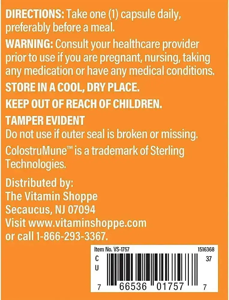 THE VITAMIN SHOPPE - The Vitamin Shoppe Colostrum 40% IGG 240 Capsulas - The Red Vitamin MX - Suplementos Alimenticios - {{ shop.shopifyCountryName }}
