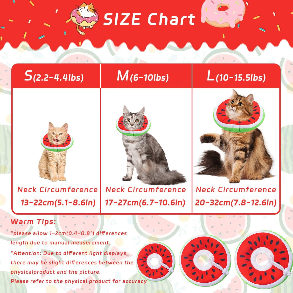 Seyezo Cat Cone Collar Soft Watermelon Large